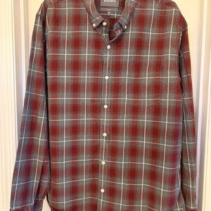 Bonobos Men's Casual Red and Gray Plaid Shirt